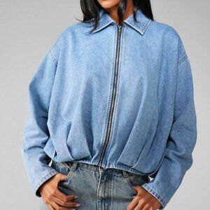 MISSGUIDED Oversized Full Zip Denim Jacket